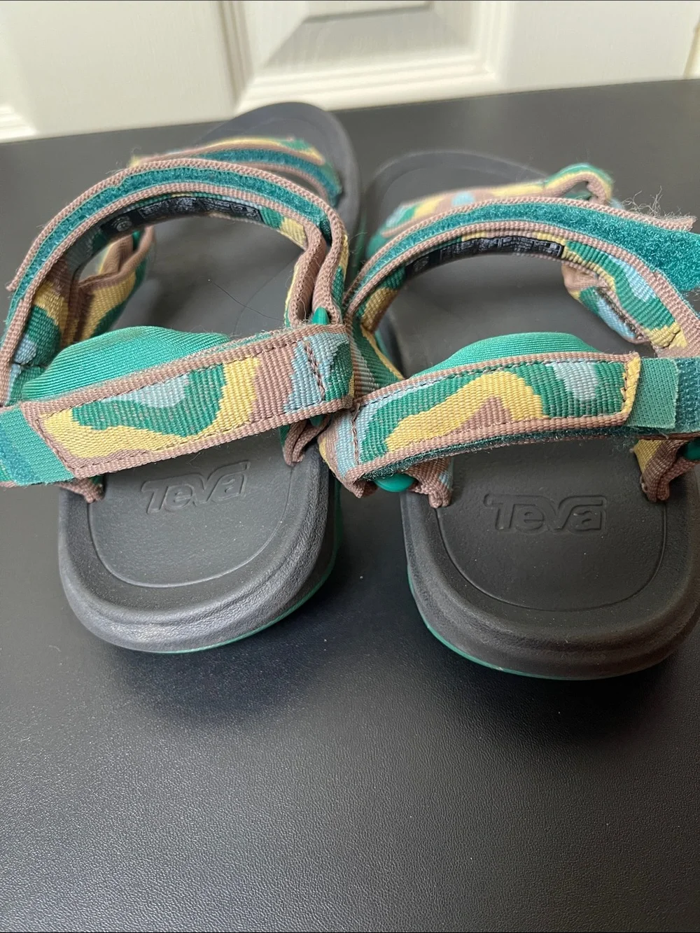 Teva Multicolor Camo Strap Sandals with Teal Accents